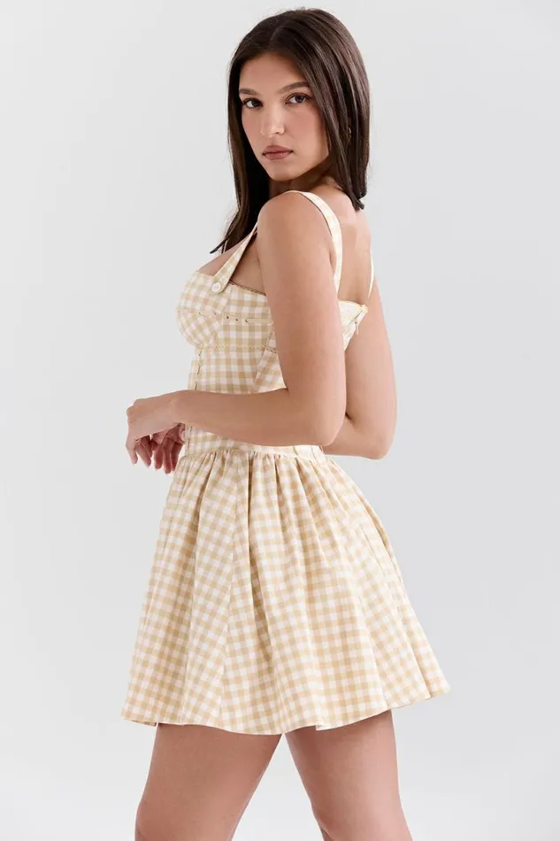 Women Isadora Gingerbread Gingham Mini Dress House Of CB Dresses