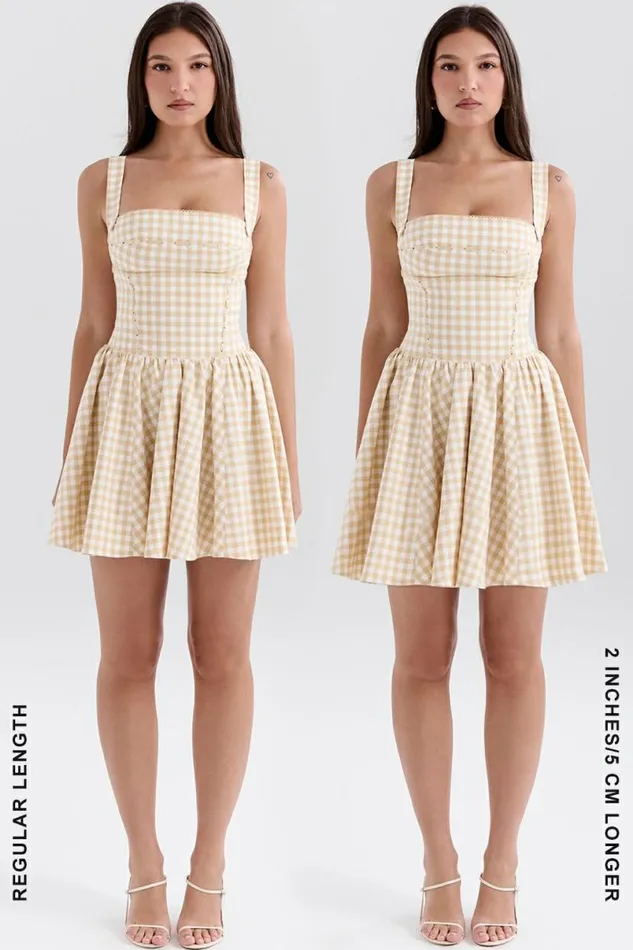 Women Isadora Gingerbread Gingham Mini Dress House Of CB Dresses