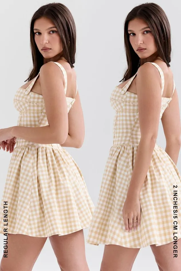 Women Isadora Gingerbread Gingham Mini Dress House Of CB Dresses