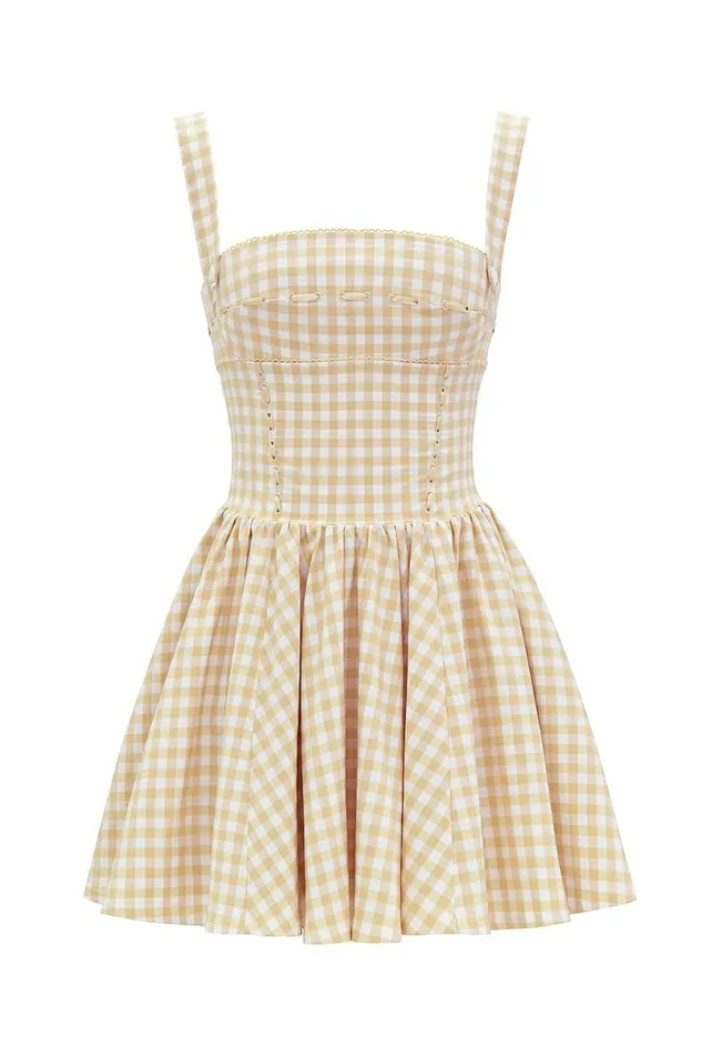 Women Isadora Gingerbread Gingham Mini Dress House Of CB Dresses