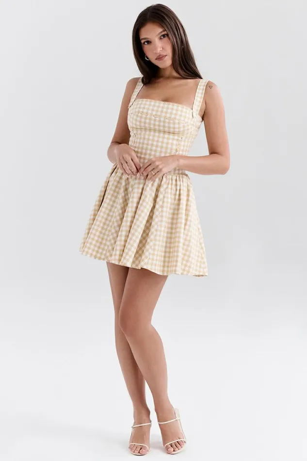 Women Isadora Gingerbread Gingham Mini Dress House Of CB Dresses