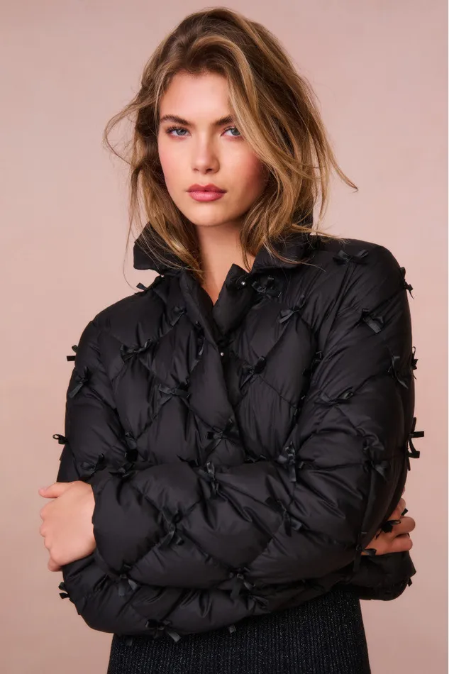 Women Jackets and Coats LoveShackFancy Kasey Quilted BowEmbellished Jacket Black Women Jackets and Coats LoveShackFancy Kasey Quilted BowEmbellished Jacket Black