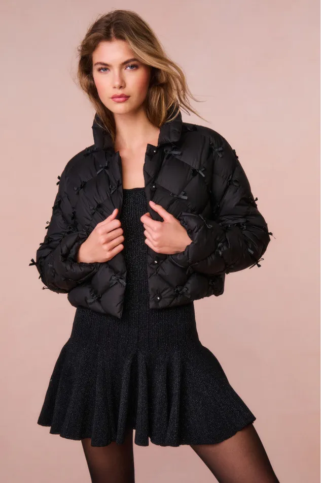 Women Jackets and Coats LoveShackFancy Kasey Quilted BowEmbellished Jacket Black Women Jackets and Coats LoveShackFancy Kasey Quilted BowEmbellished Jacket Black