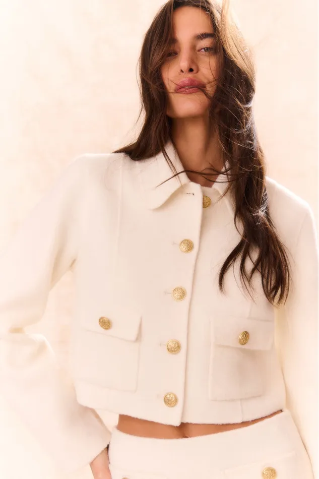 Women Jackets and Coats LoveShackFancy Lettie Wool MilitaryInspired Jacket Oatmeal Women Jackets and Coats LoveShackFancy Lettie Wool MilitaryInspired Jacket Oatmeal