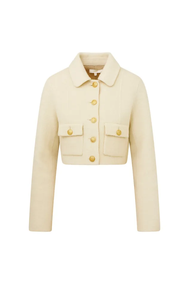 Women Jackets and Coats LoveShackFancy Lettie Wool MilitaryInspired Jacket Oatmeal Women Jackets and Coats LoveShackFancy Lettie Wool MilitaryInspired Jacket Oatmeal