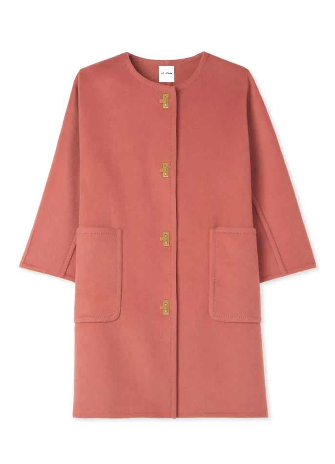 Women Jackets and Coats St John Doubleface Wool And Cashmere Blend Jacket Rouge