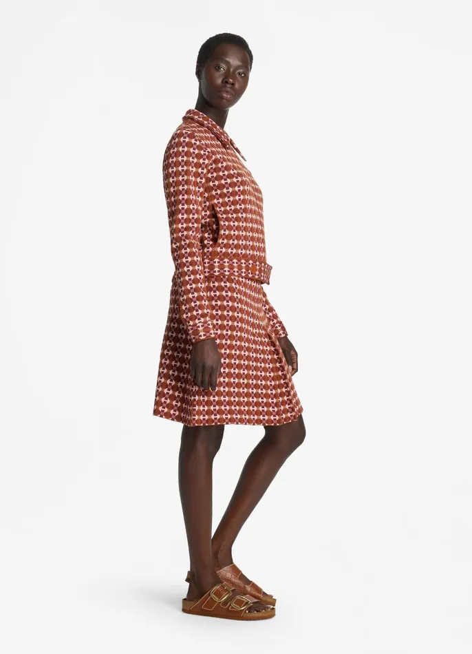 Women Jackets and Coats St John Geo Jacquard Jacket Cranberrybrick Multi Women Jackets and Coats St John Geo Jacquard Jacket Cranberrybrick Multi