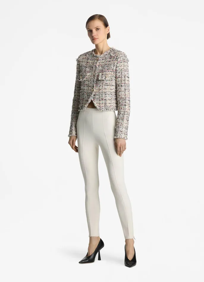 Women Jackets and Coats St John Multicolor Eyelash Tweed Jacket Ecru Multi Women Jackets and Coats St John Multicolor Eyelash Tweed Jacket Ecru Multi