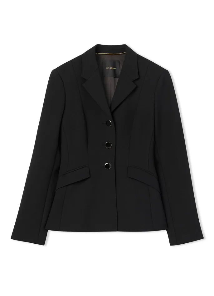 Women Jackets and Coats St John Stretch Crepe Suiting Jacket Black