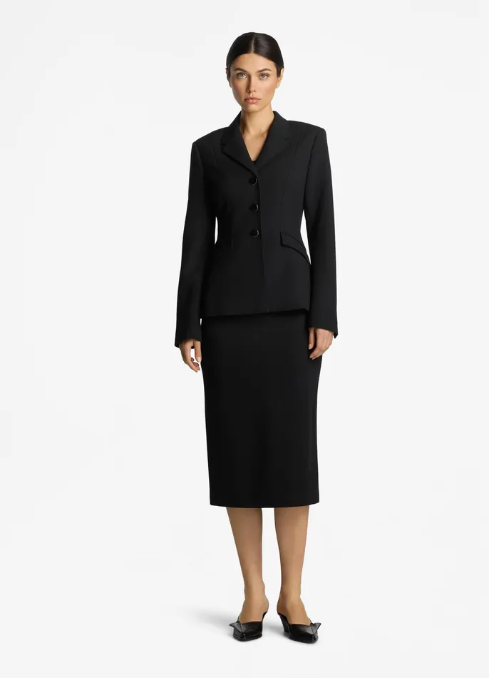 Women Jackets and Coats St John Stretch Crepe Suiting Jacket Black Women Jackets and Coats St John Stretch Crepe Suiting Jacket Black