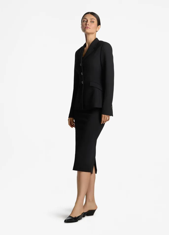 Women Jackets and Coats St John Stretch Crepe Suiting Jacket Black Women Jackets and Coats St John Stretch Crepe Suiting Jacket Black