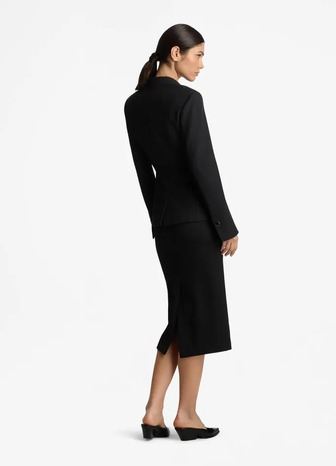 Women Jackets and Coats St John Stretch Crepe Suiting Jacket Black Women Jackets and Coats St John Stretch Crepe Suiting Jacket Black