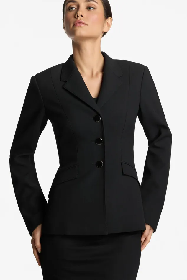 Women Jackets and Coats St John Stretch Crepe Suiting Jacket Black Women Jackets and Coats St John Stretch Crepe Suiting Jacket Black