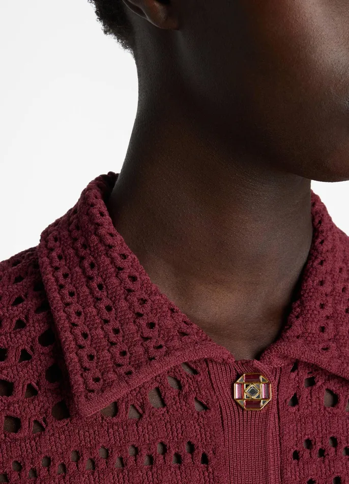 Women Jackets and Coats St John Stretch Crochet Stitch Cardigan Cranberry Women Jackets and Coats St John Stretch Crochet Stitch Cardigan Cranberry