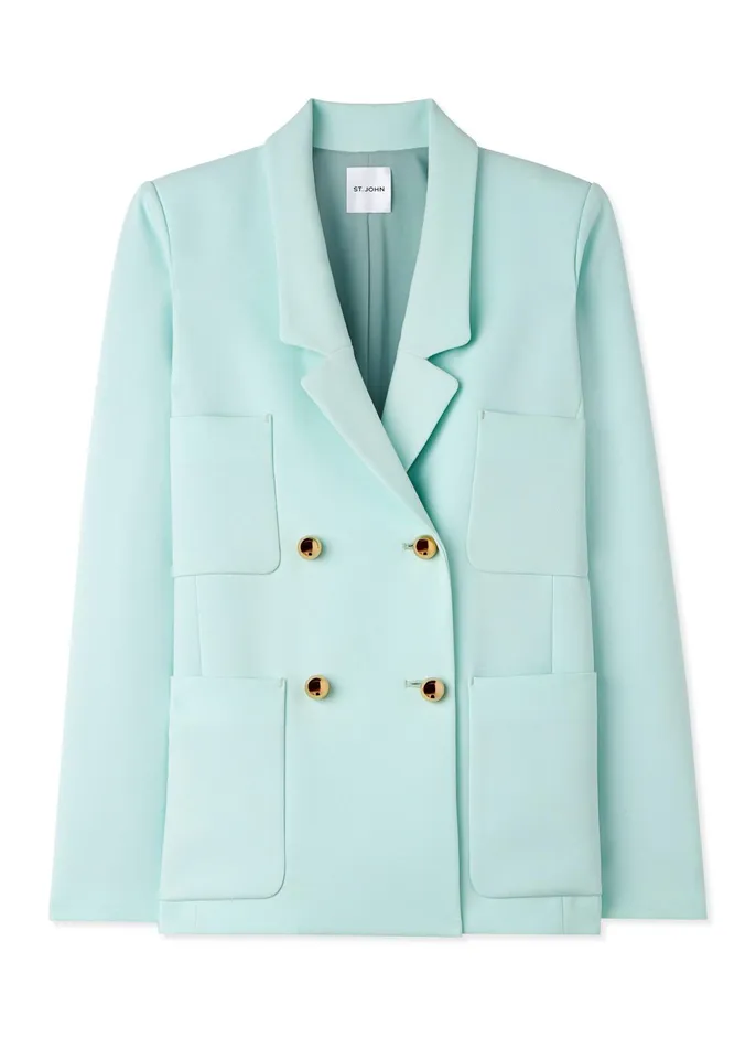 Women Jackets and Coats St John Stretch Italian Knit Cady Jacket Mint
