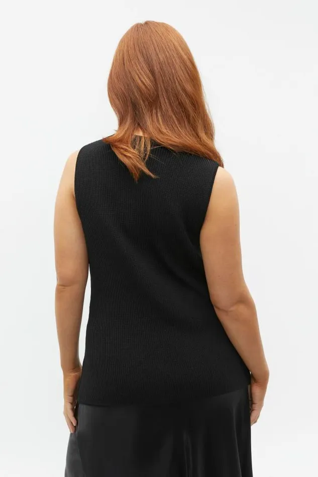 Women Jackets and Vests Seed Heritage Crepe Rib Button Down Vest Black