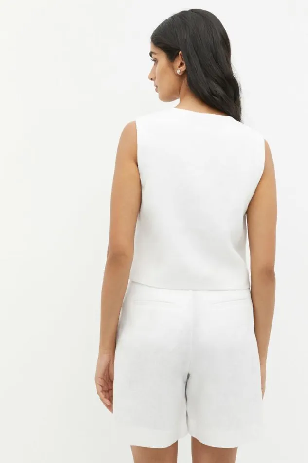 Women Jackets and Vests Seed Heritage Linen Button Down Shell Top Whisper White