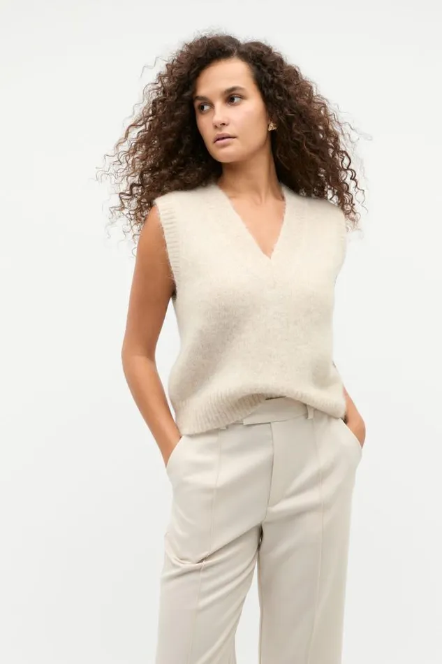 Women Jackets and Vests Seed Heritage Lofty V Neck Vest Oat Marle