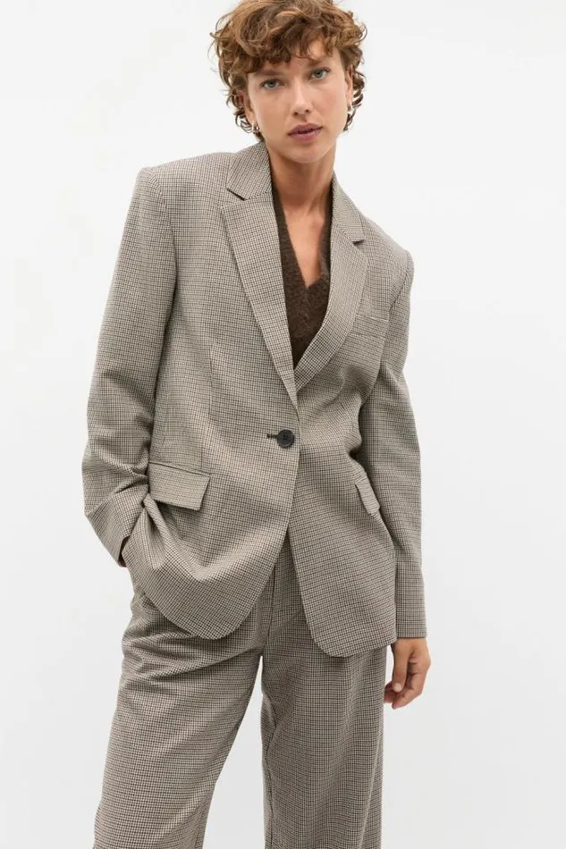 Women Jackets and Vests Seed Heritage Mini Houndstooth Blazer Houndstooth