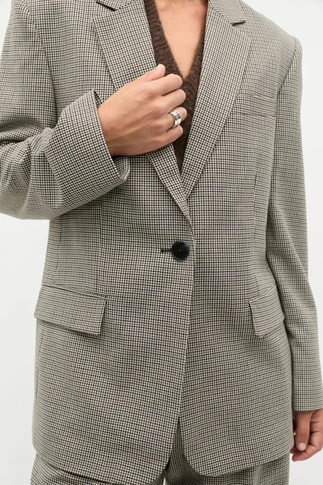 Women Jackets and Vests Seed Heritage Mini Houndstooth Blazer Houndstooth