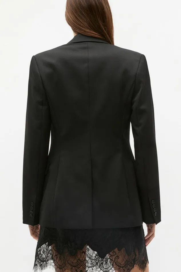 Women Jackets and Vests Seed Heritage Wool Blend Waisted Blazer Black