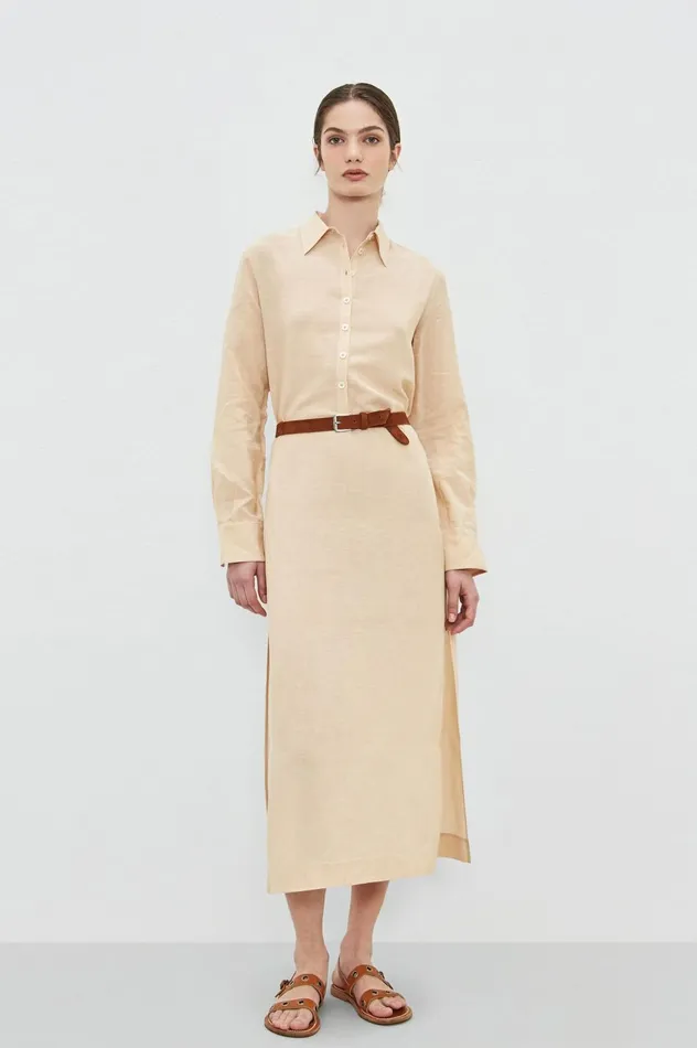 Women JENNY 8211 Linen Cotton Kaftan 8211 Sesame Massimo Alba Dresses and Skirts Women JENNY 8211 Linen Cotton Kaftan 8211 Sesame Massimo Alba Dresses and Skirts