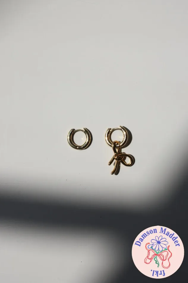 Women Jewellery Damson Madder Gold Charm Hoops 8211 Mini