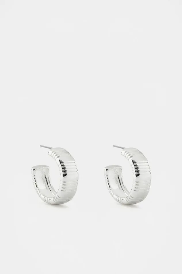 Women Jewellery Seed Heritage Creases Hoops Silver