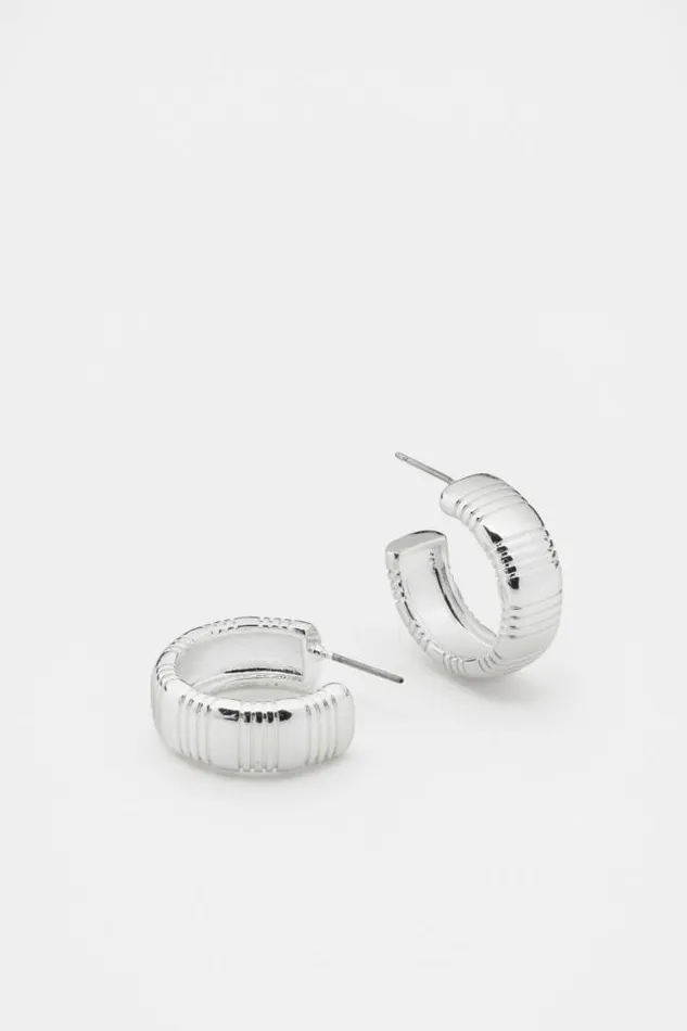 Women Jewellery Seed Heritage Creases Hoops Silver