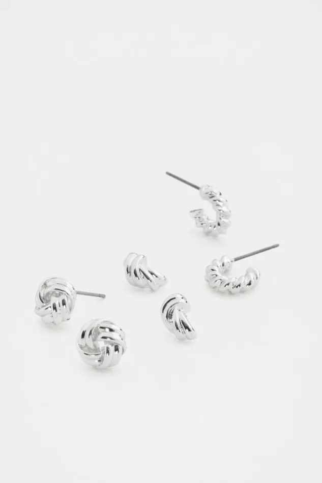 Women Jewellery Seed Heritage Looped Ear Pack Silver