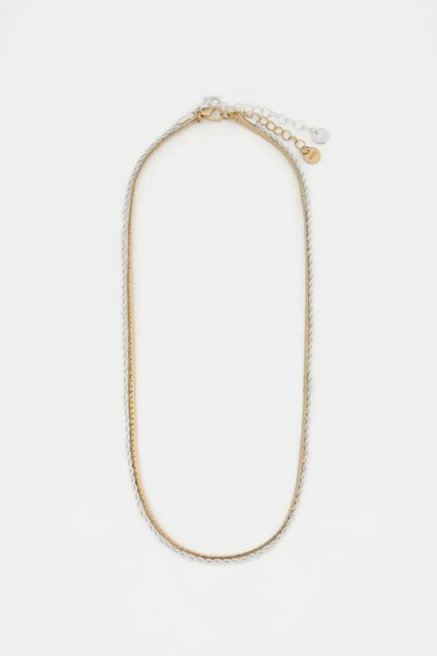 Women Jewellery Seed Heritage Mixed Chain Two Strand Necklace Silver Gold