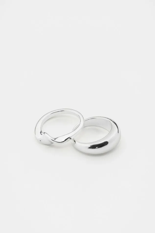 Women Jewellery Seed Heritage Sculptural Twist Ring Set Silver