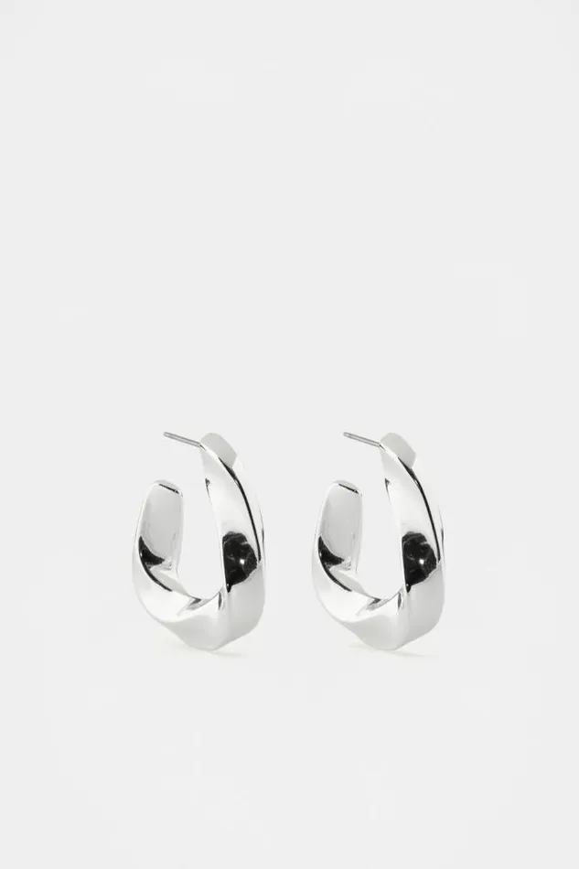 Women Jewellery Seed Heritage Sculptural Twist Triangle Hoop Silver