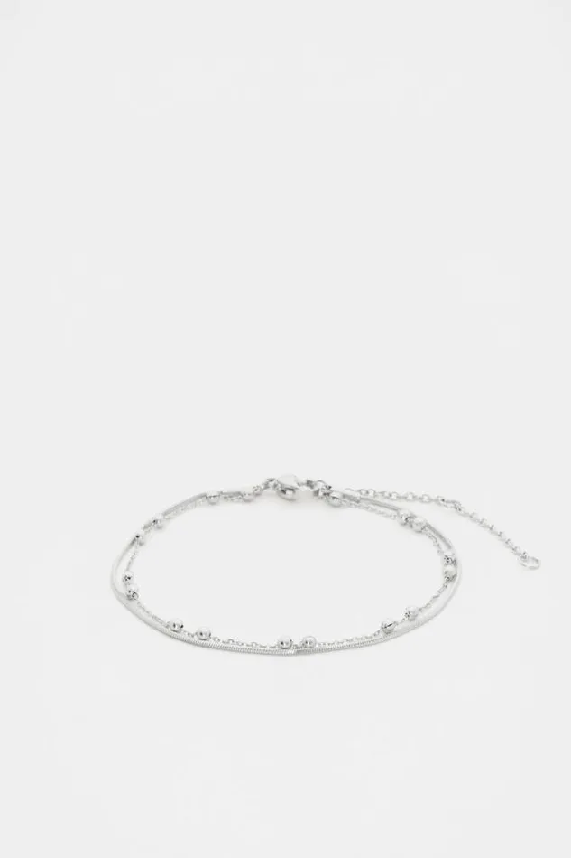 Women Jewellery Seed Heritage Waterproof Double Chain Bracelet Silver