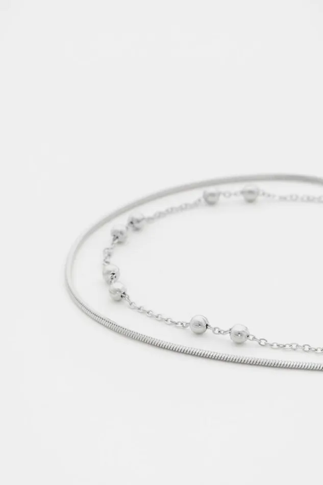 Women Jewellery Seed Heritage Waterproof Double Chain Bracelet Silver