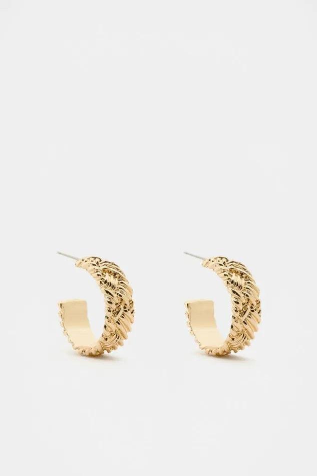 Women Jewellery Seed Heritage Woven Texture Hoops Gold