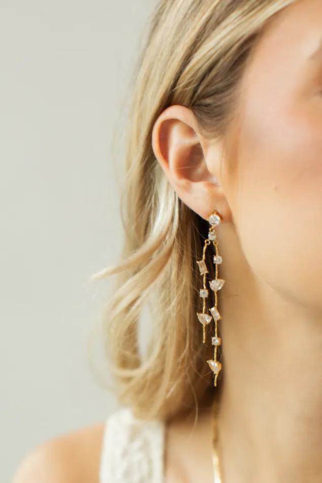 Women Jewelry LoveShackFancy Luna Asymmetrical Drop Earrings By Evie Jewelry Gold Women Jewelry LoveShackFancy Luna Asymmetrical Drop Earrings By Evie Jewelry Gold