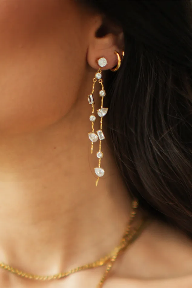 Women Jewelry LoveShackFancy Luna Asymmetrical Drop Earrings By Evie Jewelry Gold Women Jewelry LoveShackFancy Luna Asymmetrical Drop Earrings By Evie Jewelry Gold