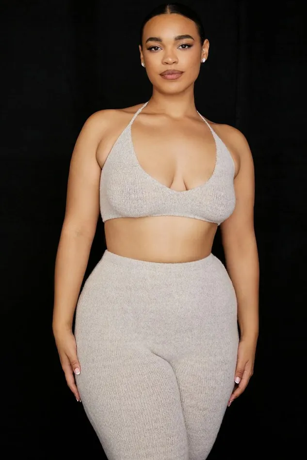 Women Jolene Oatmeal Ribbed Knit Bralette House Of CB Tops Women Jolene Oatmeal Ribbed Knit Bralette House Of CB Tops