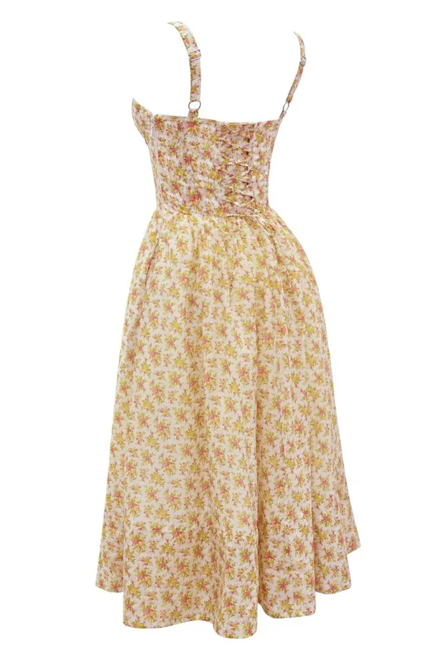 Women Kelly Royal Rose Print Corset Midi Sundress House Of CB Dresses