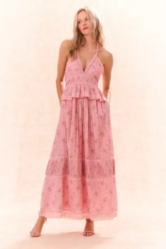 WomenKids Dresses LoveShackFancy Avice Halter Cotton Print Maxi Dress Pink Dusk WomenKids Dresses LoveShackFancy Avice Halter Cotton Print Maxi Dress Pink Dusk