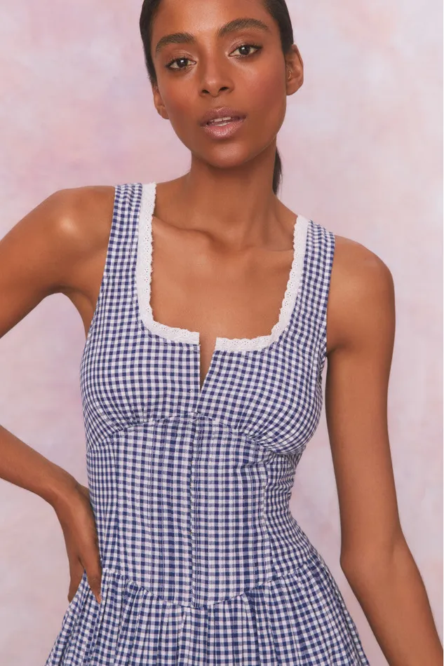 WomenKids Dresses LoveShackFancy Ceronne Gingham Cotton Mini Dress Nautical Twilight WomenKids Dresses LoveShackFancy Ceronne Gingham Cotton Mini Dress Nautical Twilight