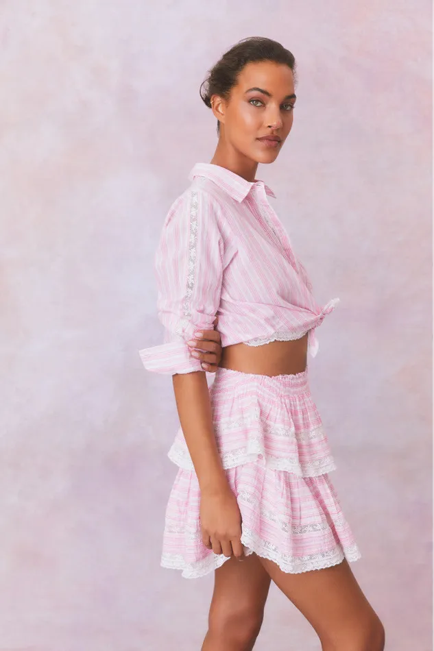 WomenKids Skirts LoveShackFancy Ruffle Mini Stripe Cotton Skirt Captiva Pink WomenKids Skirts LoveShackFancy Ruffle Mini Stripe Cotton Skirt Captiva Pink