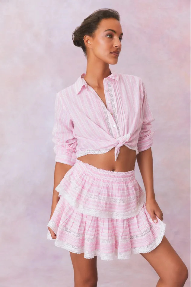 WomenKids Skirts LoveShackFancy Ruffle Mini Stripe Cotton Skirt Captiva Pink WomenKids Skirts LoveShackFancy Ruffle Mini Stripe Cotton Skirt Captiva Pink