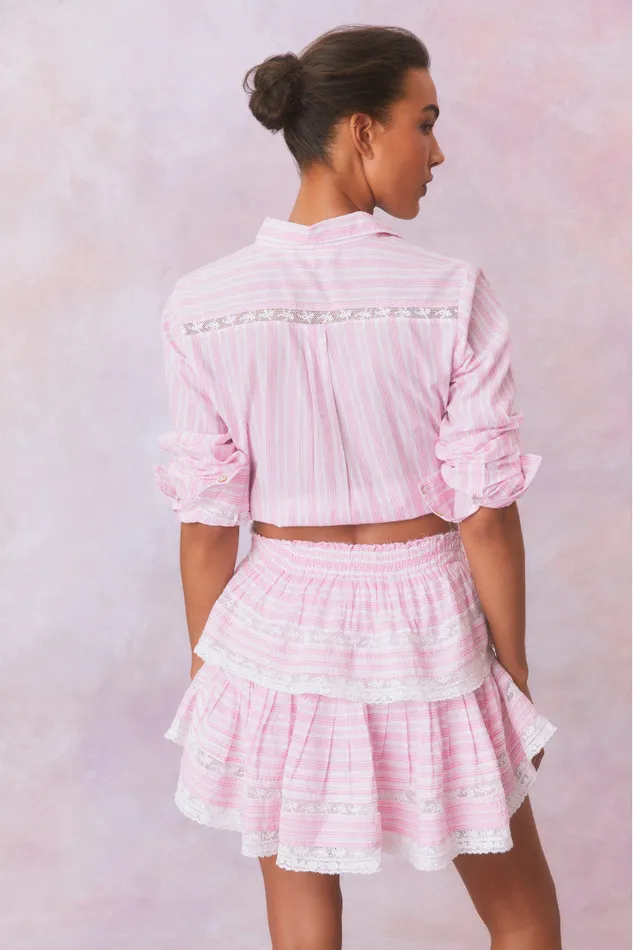 WomenKids Skirts LoveShackFancy Ruffle Mini Stripe Cotton Skirt Captiva Pink WomenKids Skirts LoveShackFancy Ruffle Mini Stripe Cotton Skirt Captiva Pink