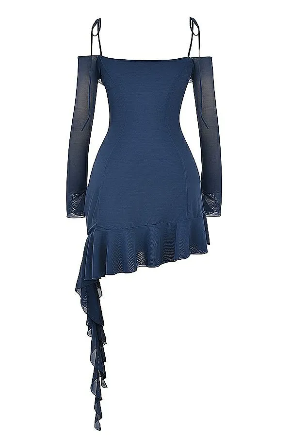 Women Kiki French Navy Ruffle Mini Dress House Of CB Dresses