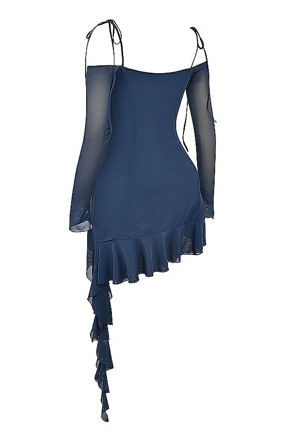 Women Kiki French Navy Ruffle Mini Dress House Of CB Dresses