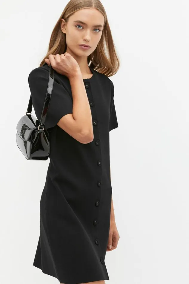 Women Knitwear and Sweaters Seed Heritage Crepe Knit Swing Dress Black
