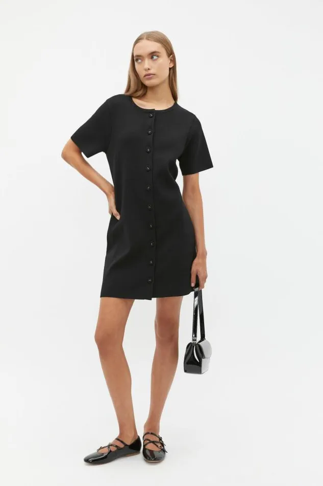 Women Knitwear and Sweaters Seed Heritage Crepe Knit Swing Dress Black