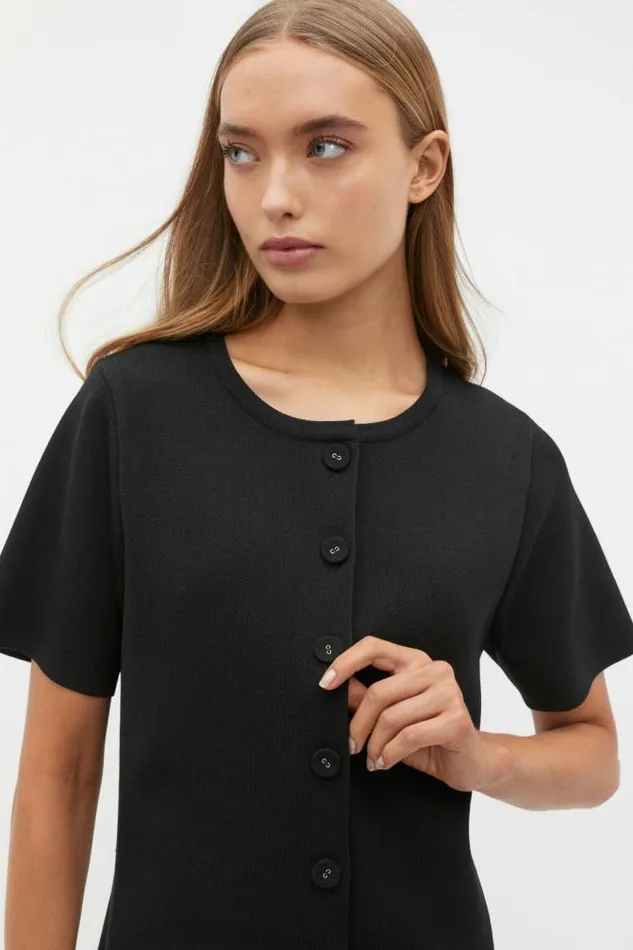 Women Knitwear and Sweaters Seed Heritage Crepe Knit Swing Dress Black